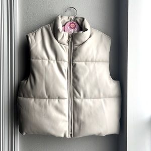 Zara Puffer Vegan Leather Vest Size 8-9 New With Tag